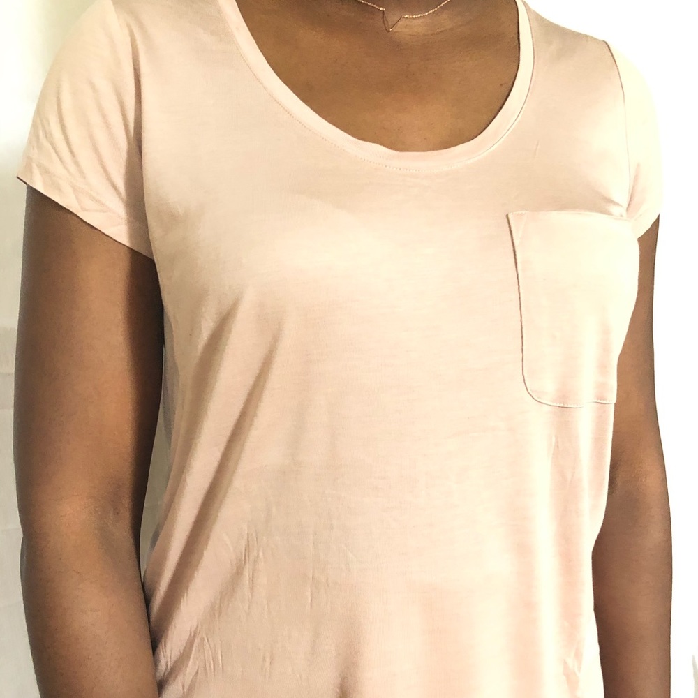 Salmon Silky Cotton T Shirt w/ Pocket Size M